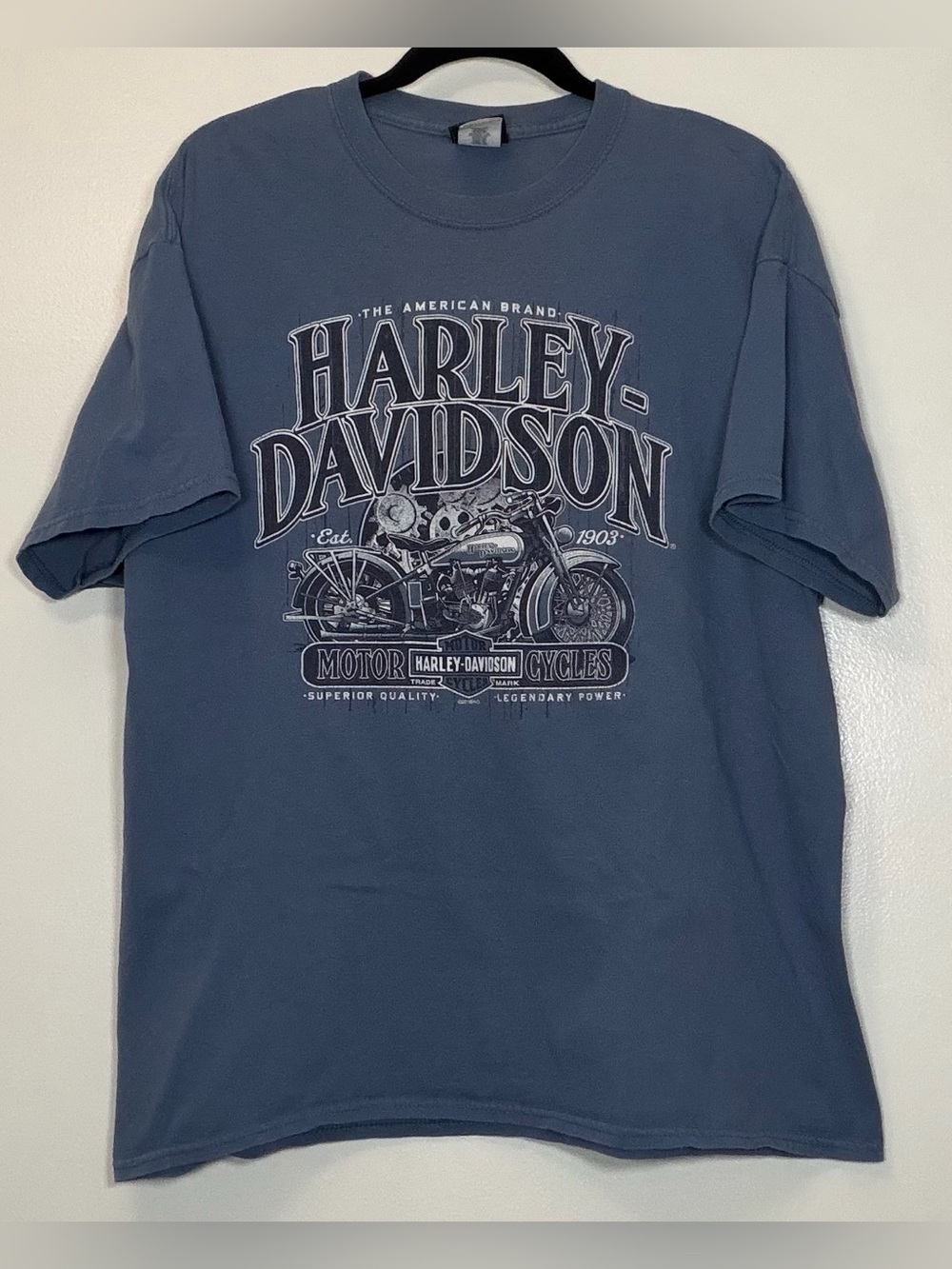 Harley-Davidson Blue Short Sleeve Tee with Motorcycle Graphic